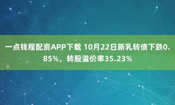 一点钱程配资APP下载 10月22日新乳转债下跌0.85%，转股溢价率35.23%