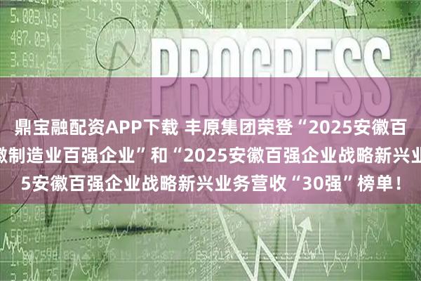 鼎宝融配资APP下载 丰原集团荣登“2025安徽百强企业”、“2025安徽制造业百强企业”和“2025安徽百强企业战略新兴业务营收“30强”榜单！