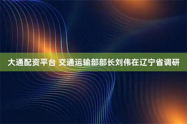 大通配资平台 交通运输部部长刘伟在辽宁省调研